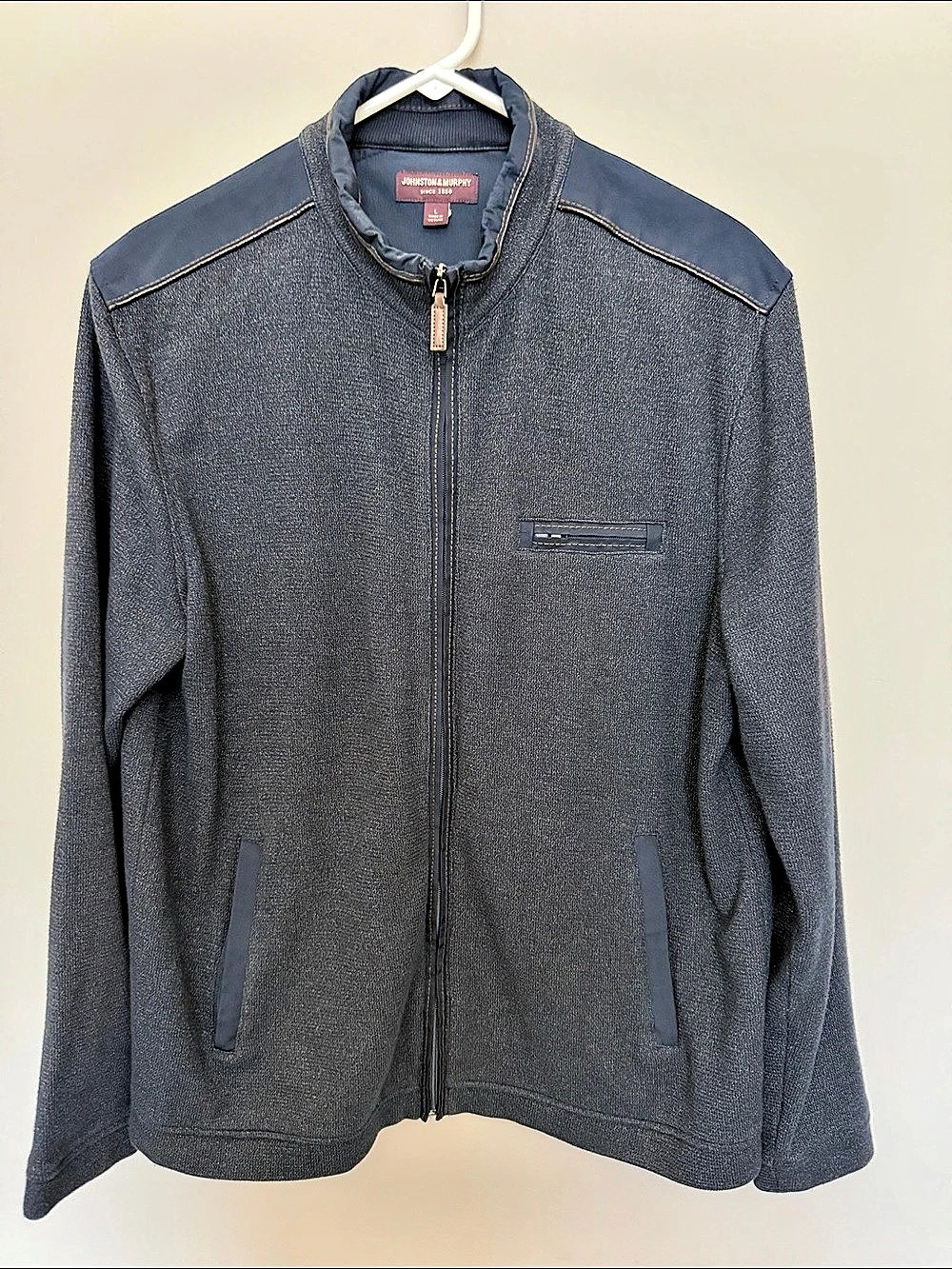 Johnston & Murphy Mélange Knit Zip-Up Jacket Gray Large
